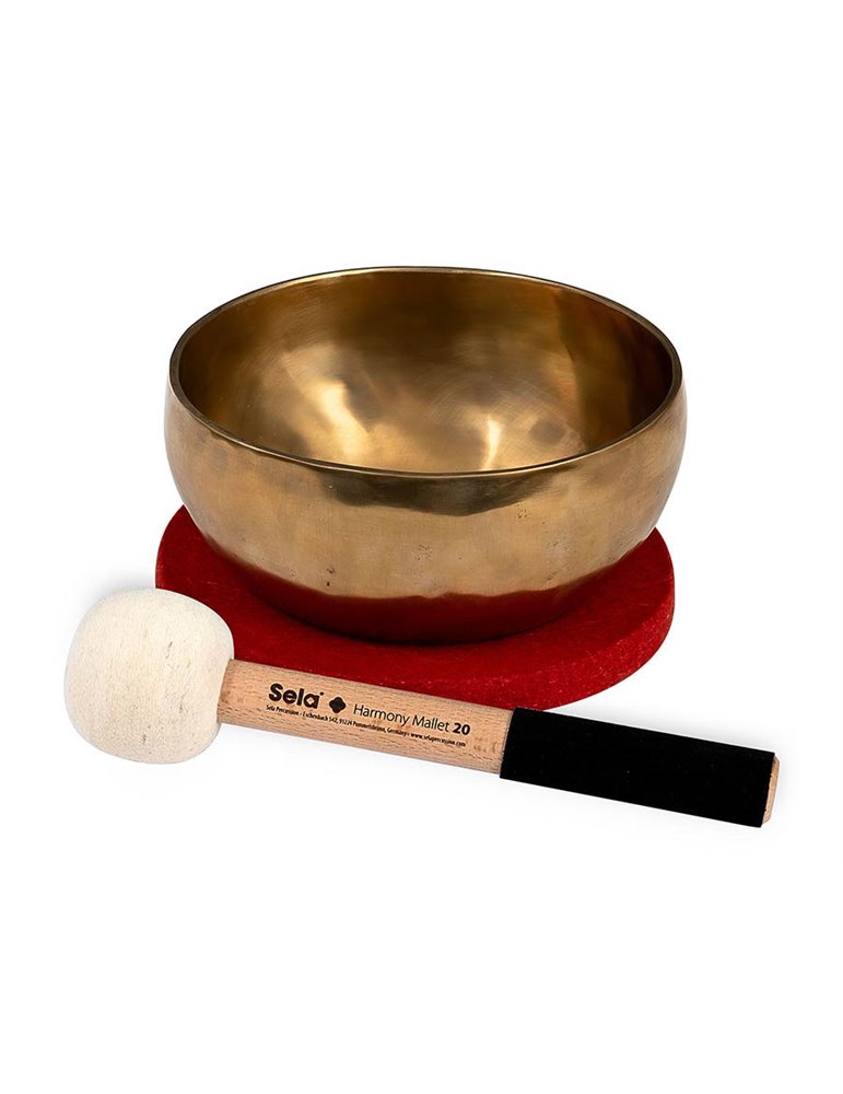 brass singing bowl 17cm, with mallet - felt ring -