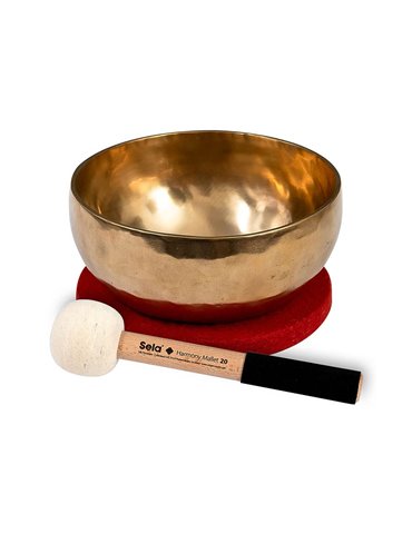 brass singing bowl 19cm, with mallet - felt ring -