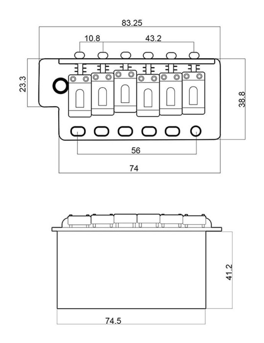 tremolo, pitch 10,8mm, with screws, zinc block, go