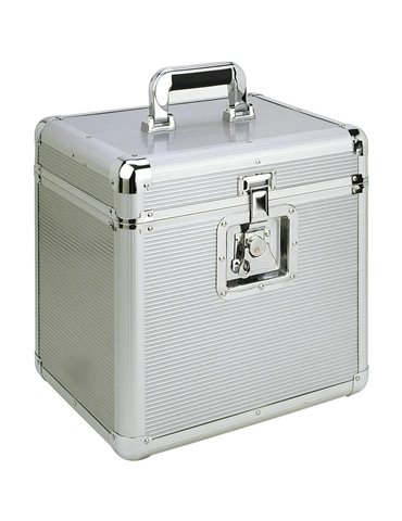 Maleta DJ 80 Discos Vinilo Plata.