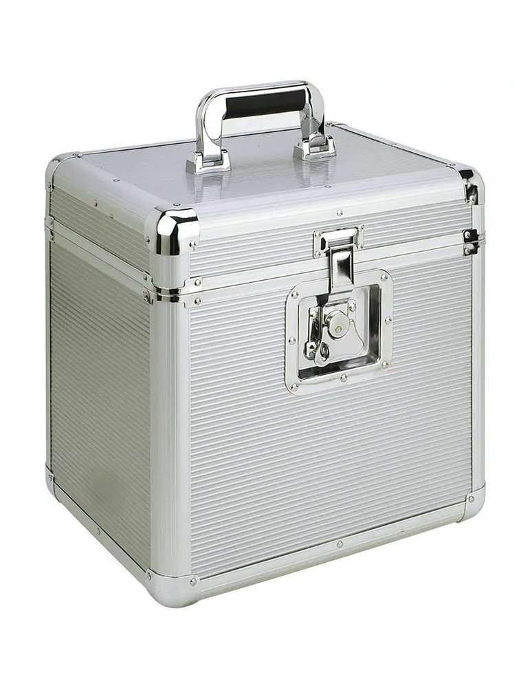 Maleta DJ 80 Discos Vinilo Plata.