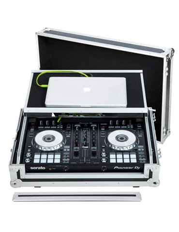 Flight Case Controlador Midi Pioneer® DDJ-SR2 Plata (Sopt. Ordenador, Trolley y Ruedas).