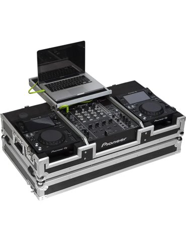 Flight Case Pioneer® XDJ-700 ó CDJ-350/ DJM-750MK2 Plata ( Soporte Ordenador y Ruedas).