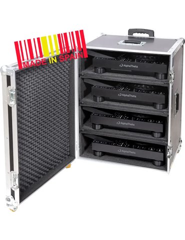 Flight case transporte Pioneer® DJMA9-V10 + Alphatheta ® 3 x CDJ3000X, ruedas.