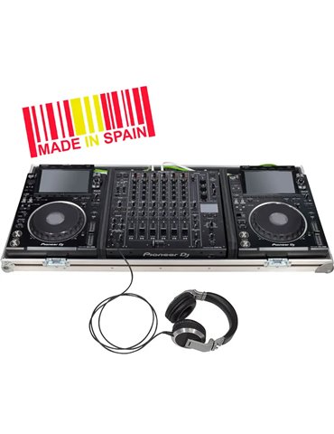 Flight Case Pioneer® CDJ-3000/ NXS2  y DJM-V10/ A9 Plata (Ruedas).