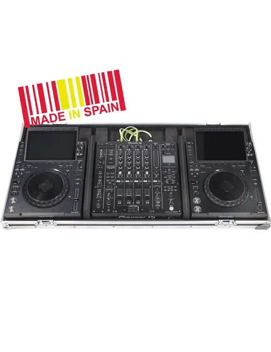 Flight Case Alphatheta® CDJ-3000X y DJM-V10/ A9 Plata (Ruedas).