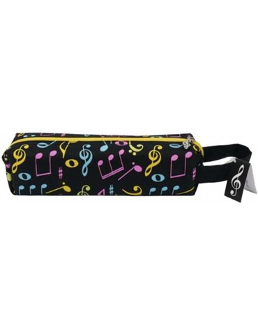Estuche Escolar Agifty P-1023 Negro Notas Colores