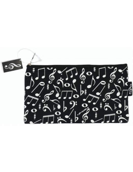 Estuche Escolar Agifty P-1025 Negro Notas Blancas