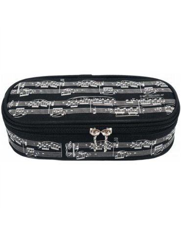 Estuche Escolar Lujo Agifty P-1032 Negro Partituras Blancas