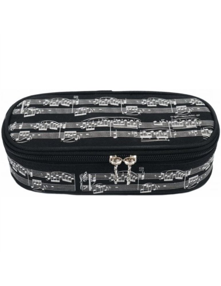 Estuche Escolar Lujo Agifty P-1032 Negro Partituras Blancas