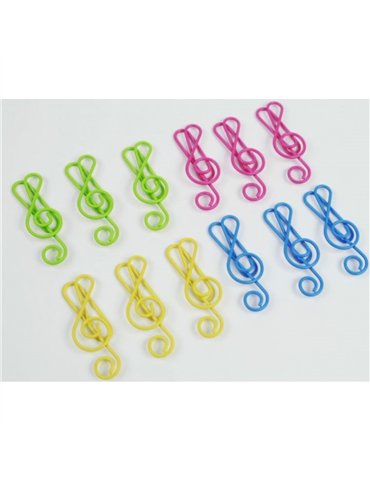 Pack 12 Clips Clave De Sol Agifty C-1026 Colores 4cm