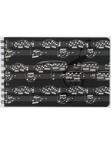 Bloc 1/4 Música Tapa Partituras Agifty N-1030 Negro Apaisado