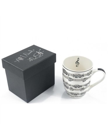 Taza 300 ml Adorno Partituras Agifty M-7000 Blanca