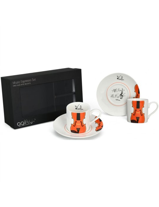 Pack 2 Tazas Espresso Con Plato Agifty M-7023 Violín