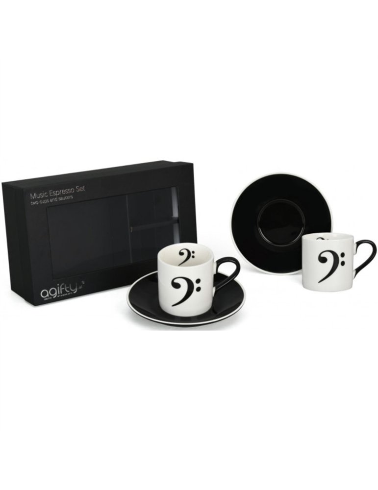 Pack 2 Tazas Espresso Con Plato Agifty M-7022 Clave de Fa