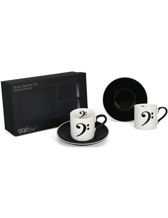 Pack 2 Tazas Espresso Con Plato Agifty M-7022 Clave de Fa