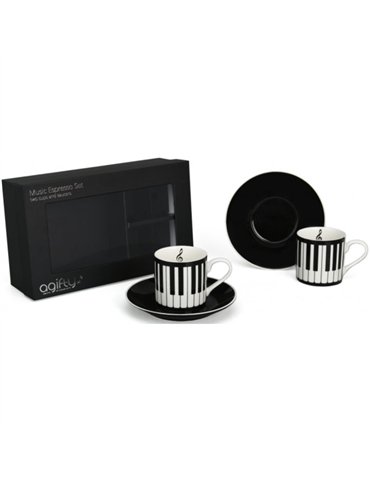 Pack 2 Tazas Espresso Con Plato Agifty M-7019 Teclado