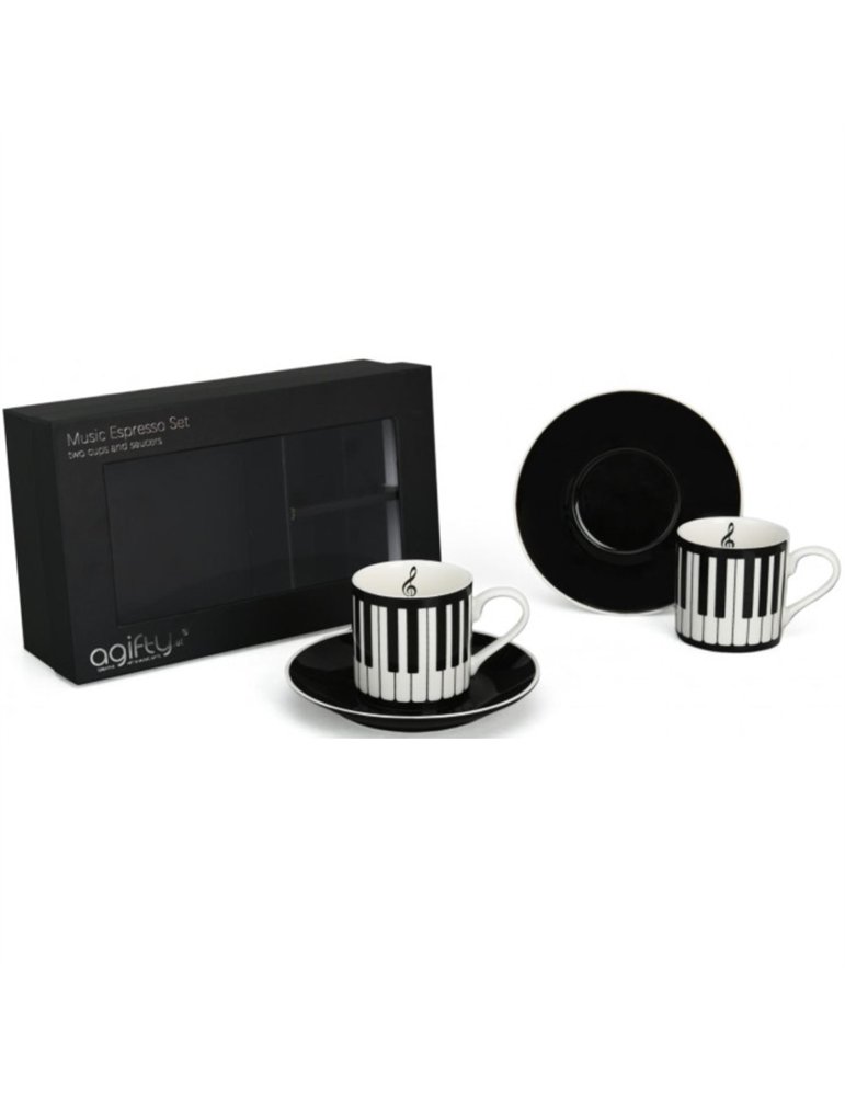 Pack 2 Tazas Espresso Con Plato Agifty M-7019 Teclado