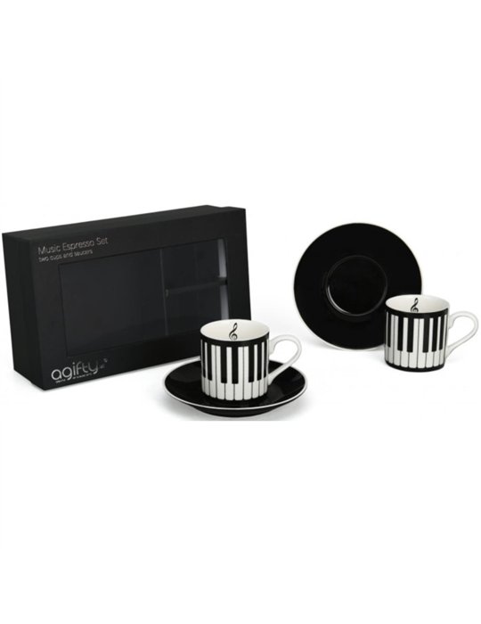 Pack 2 Tazas Espresso Con Plato Agifty M-7019 Teclado