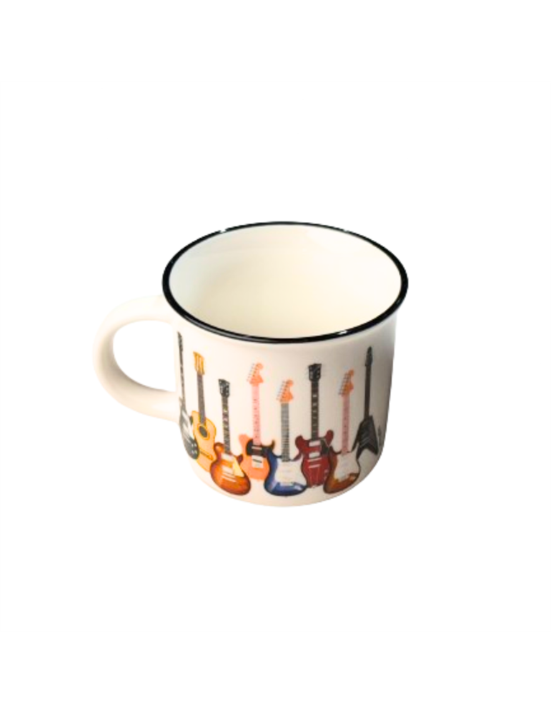 Taza Mug 350 ml. Agifty M-7017 Blanca Guitarras Colores