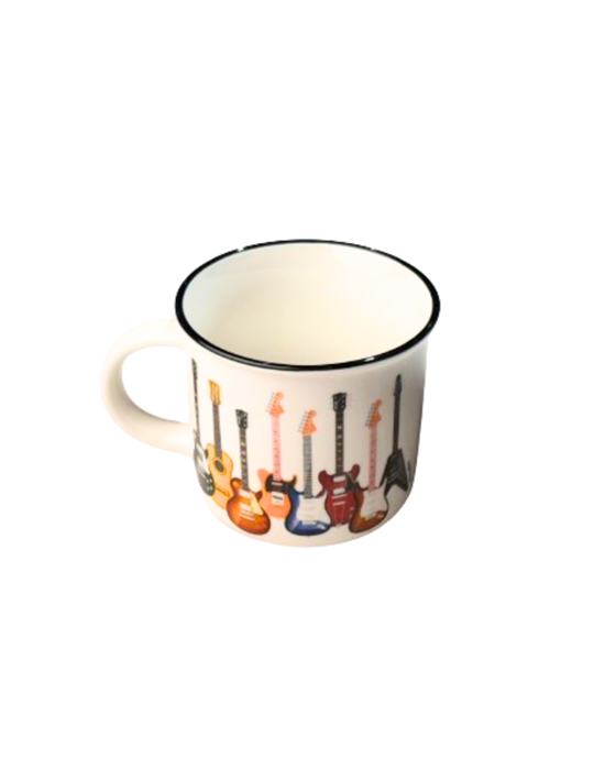 Taza Mug 350 ml. Agifty M-7017 Blanca Guitarras Colores