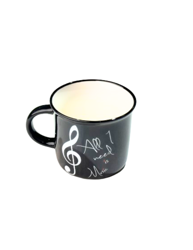 Taza Mug 350 ml. Agifty M-7015 Negra Clave de Sol Blanca