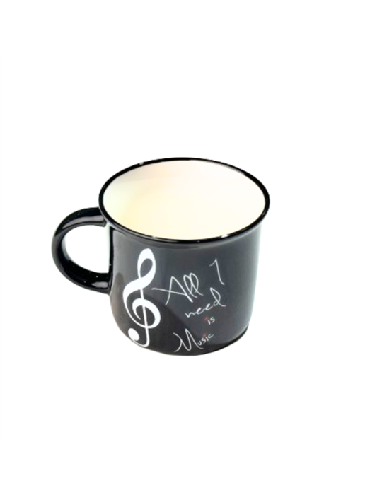 Taza Mug 350 ml. Agifty M-7015 Negra Clave de Sol Blanca