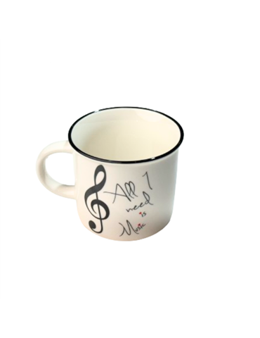 Taza Mug 350 ml. Agifty M-7014 Blanca Clave de Sol Negra