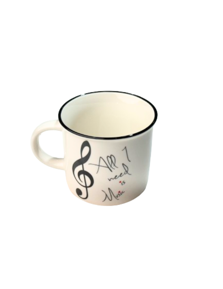 Taza Mug 350 ml. Agifty M-7014 Blanca Clave de Sol Negra
