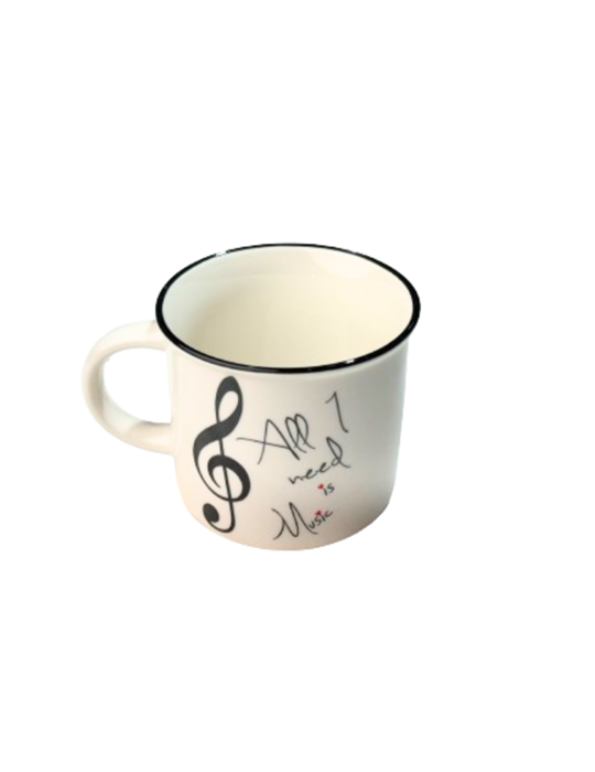 Taza Mug 350 ml. Agifty M-7014 Blanca Clave de Sol Negra