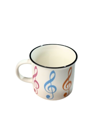 Taza Mug 350 ml. Agifty M-7013 Blanca Clave de Sol Colores