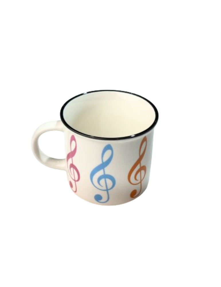 Taza Mug 350 ml. Agifty M-7013 Blanca Clave de Sol Colores