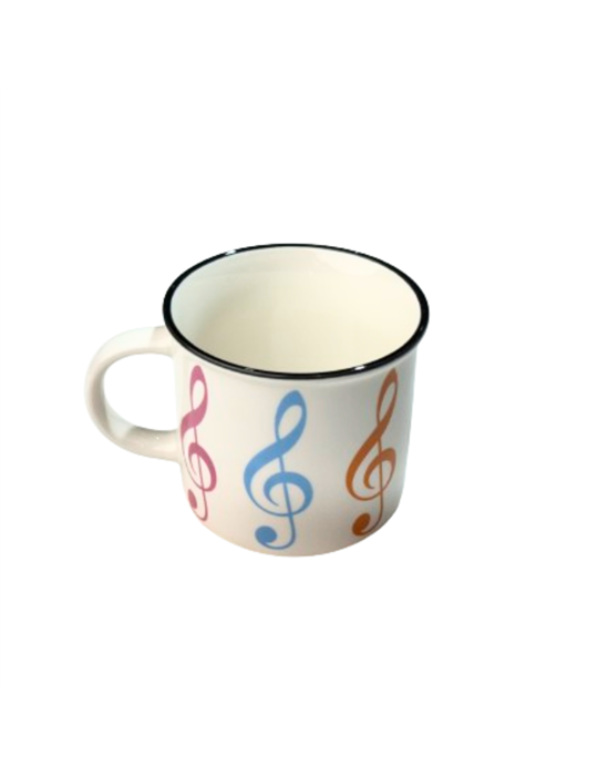 Taza Mug 350 ml. Agifty M-7013 Blanca Clave de Sol Colores