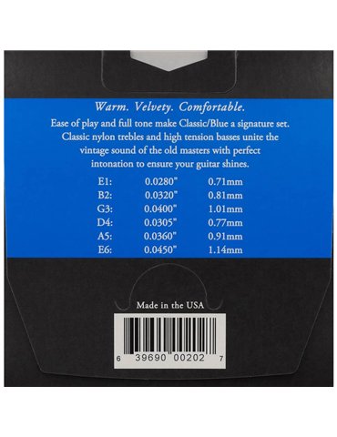 Juego Cuerdas Guitarra Clásica Augustine Azul 2
