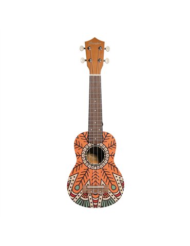 Ukelele Soprano Bamboo B1E-OM Orange Mandala
