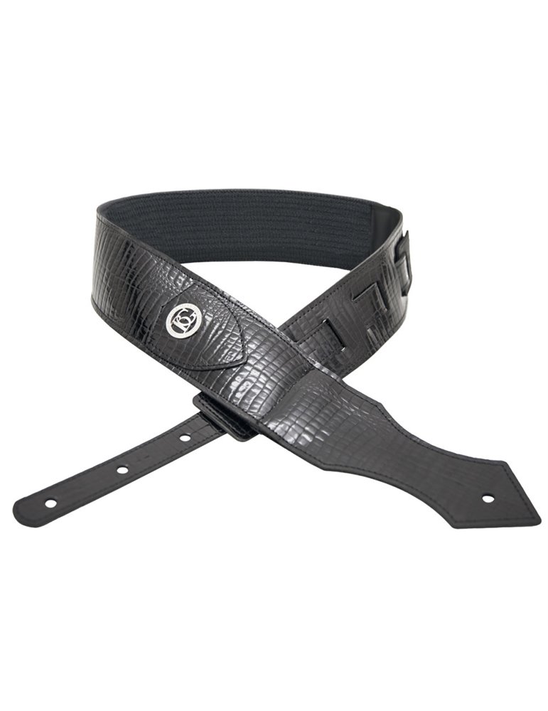 Correa Guitarra BG Comfort Fashion Piel Negra Cocodrilo GLA10X