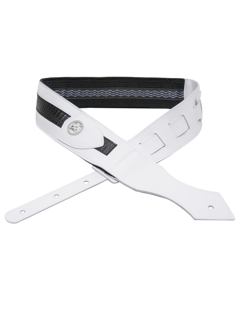 Correa Guitarra BG Cuero Blanco/Negro Cocodrilo GLD180X