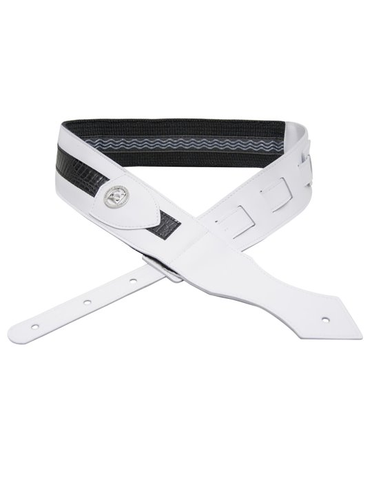 Correa Guitarra BG Cuero Blanco/Negro Cocodrilo GLD180X