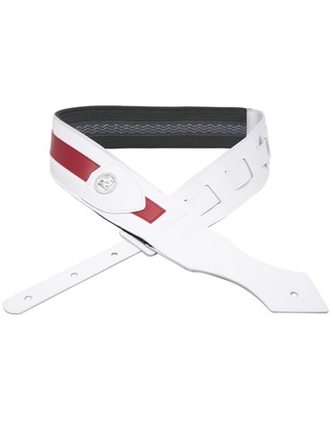 Correa Guitarra BG Cuero Blanco/Rojo GLD189