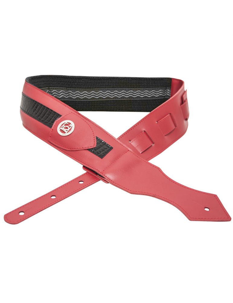 Correa Guitarra BG Cuero Rojo/Negro Cocodrilo GLD190X