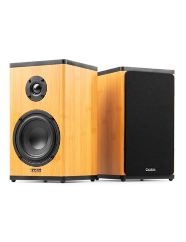 BS20 Conjunto de altavoces activos de estantería con batería, bambú