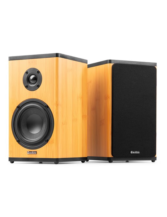 BS20 Conjunto de altavoces activos de estantería con batería, bambú