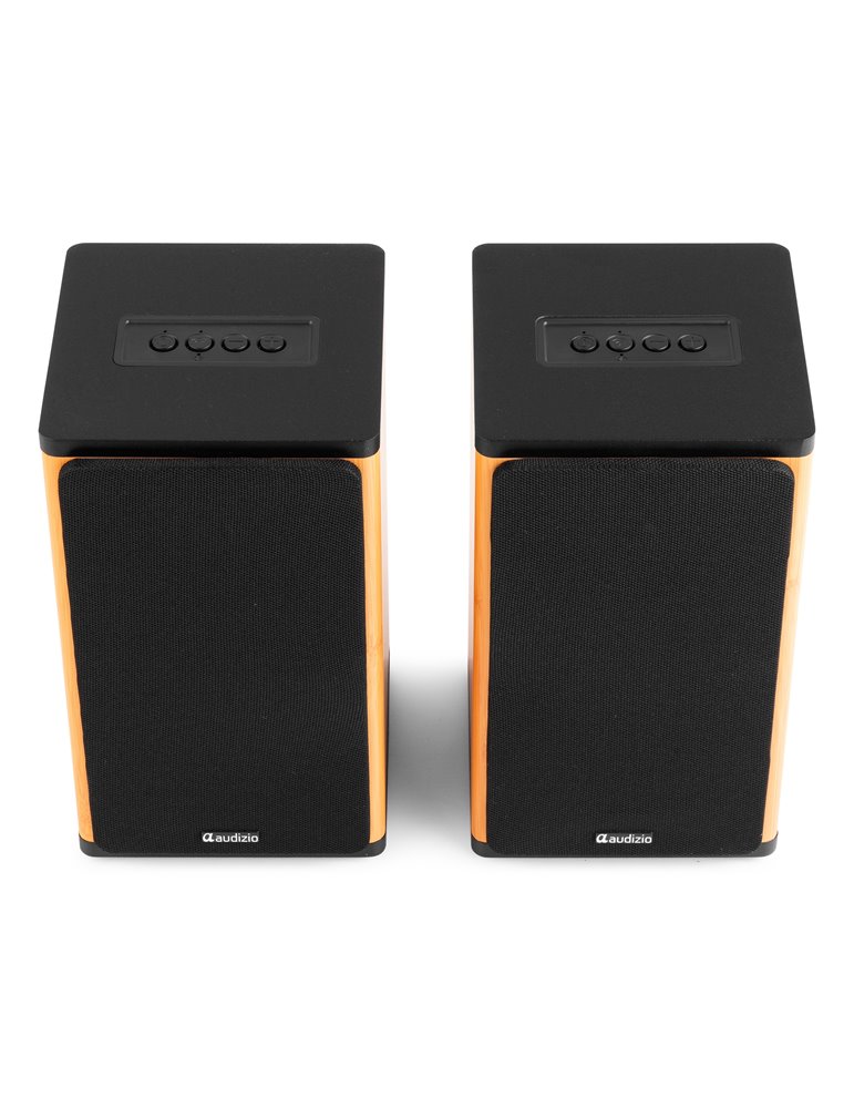 BS20 Conjunto de altavoces activos de estantería con batería, bambú