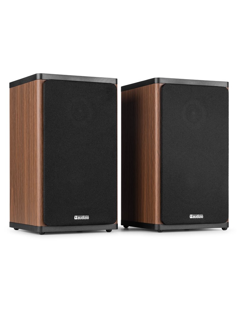 BS20 Conjunto de altavoces activos para estantería con batería, madera oscura