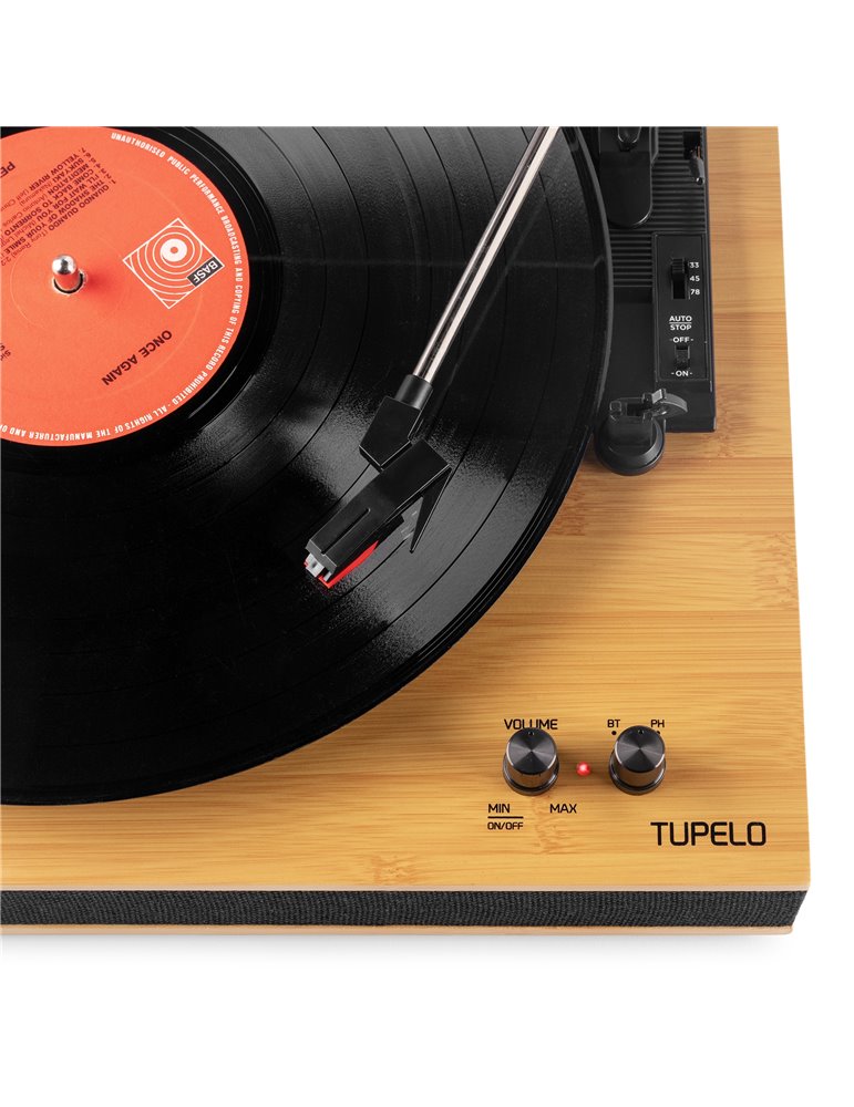 Tupelo Tocadiscos BT con 2 Altavoces Bambú