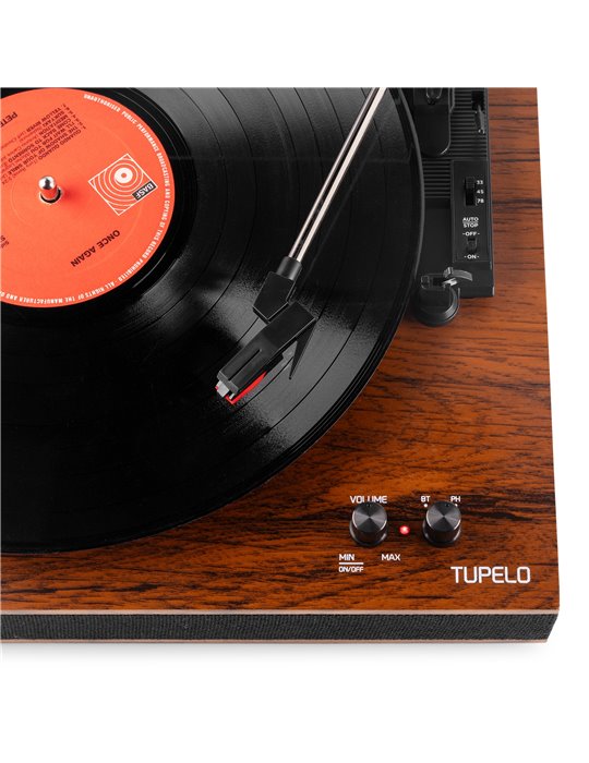 Tupelo Tocadiscos BT con 2 Altavoces Madera