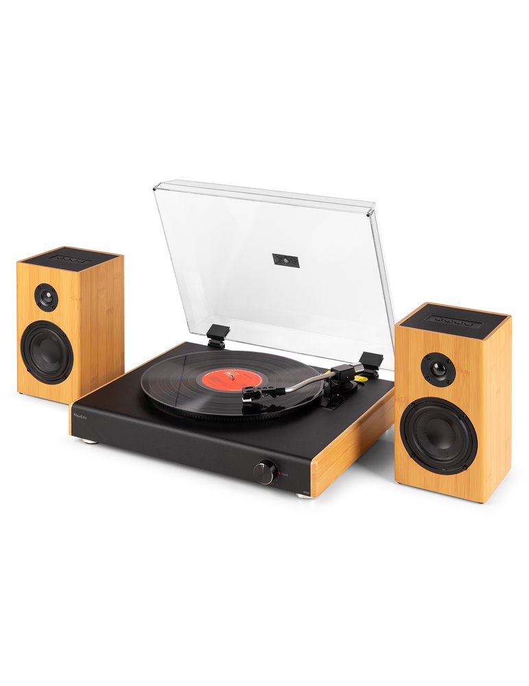 RP337BB Tocadiscos Vintage con altavoces BT inalámbricos bambú