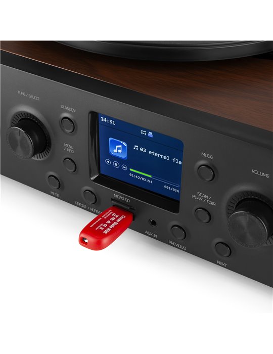 Tulsa Central de sonido con giradiscos DAB+ Radio