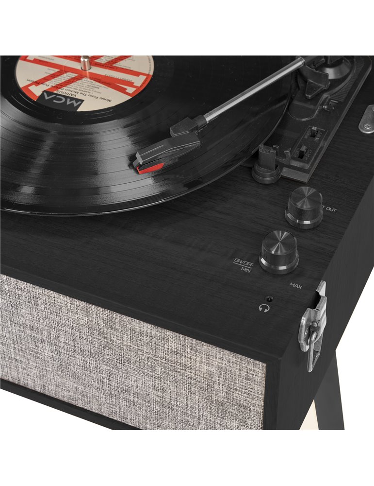Tocadiscos Fremont con soporte Negro