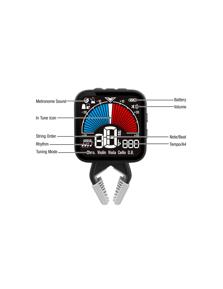 Metrónomo-Afinador Cherub WMT-665V Violín pinza